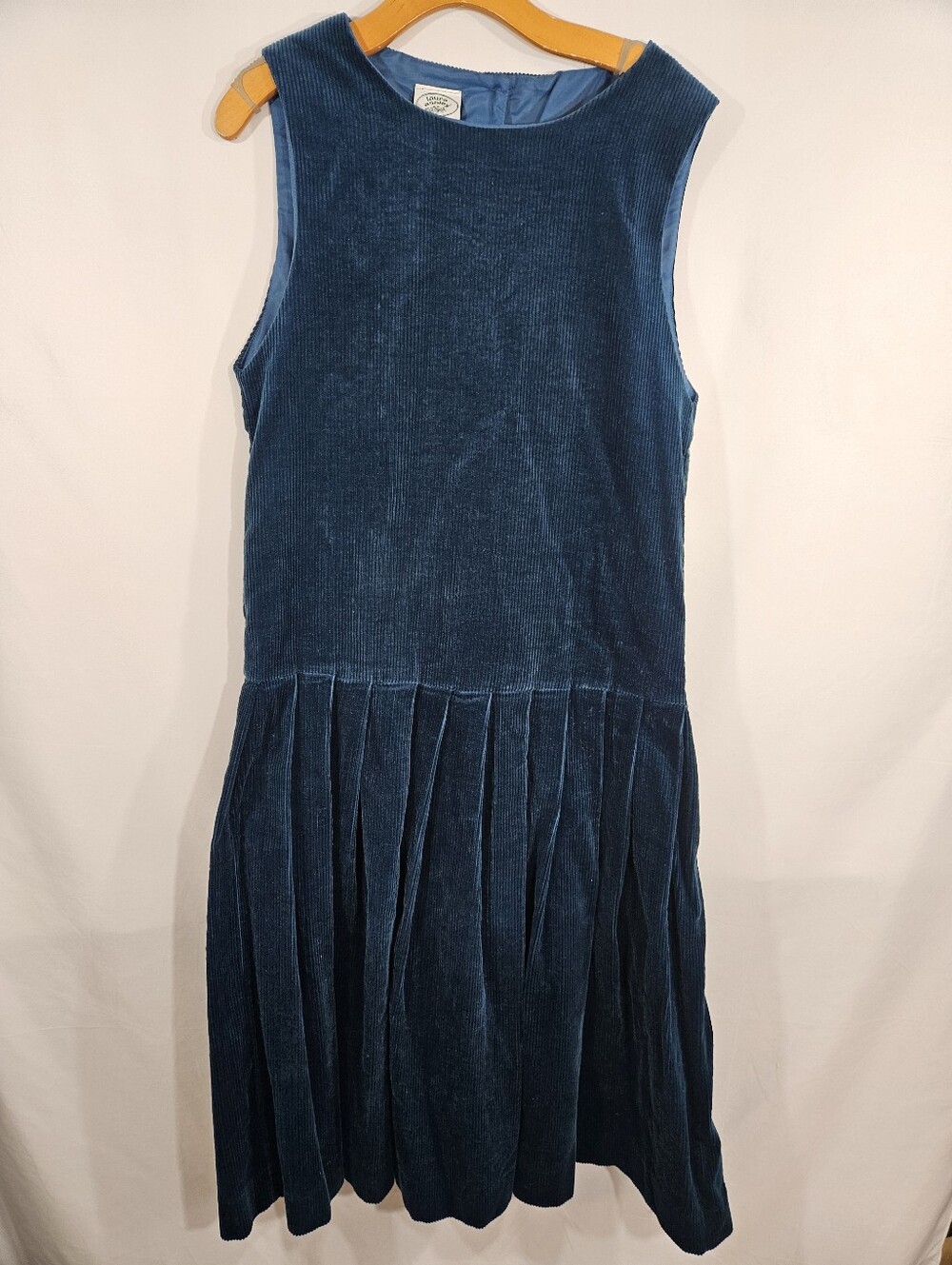 Vtg Laura Ashley Corduroy Jumper Dress Teal